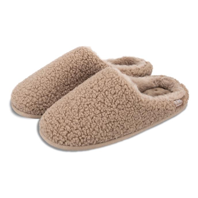 Isotoner® Ladies Borg Swept Back Mule Mink Extra Image 1